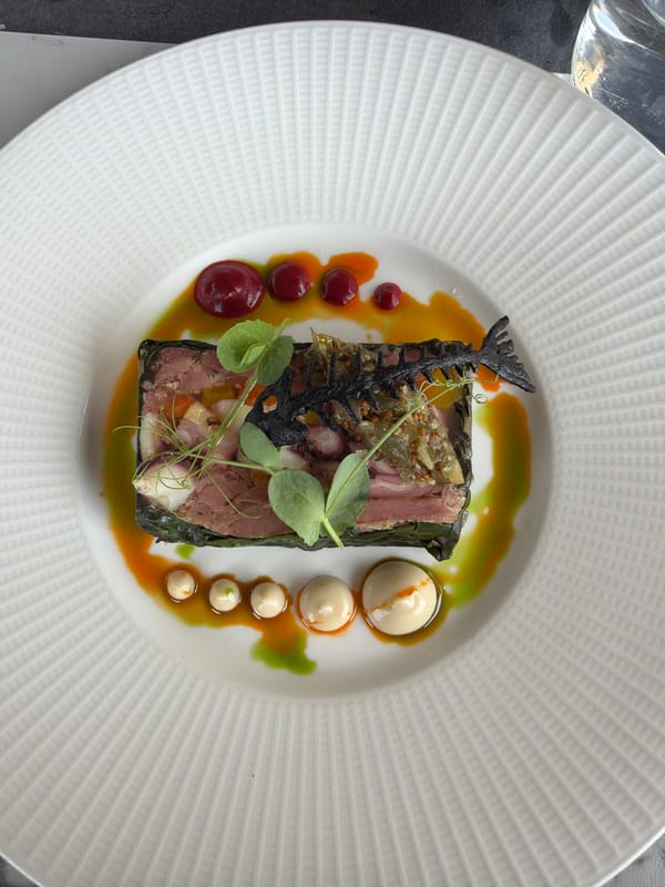Plated terrine dish photographed in historic Mdina, Malta