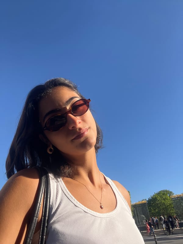 Woman takes selfies in sunny Paris afternoon