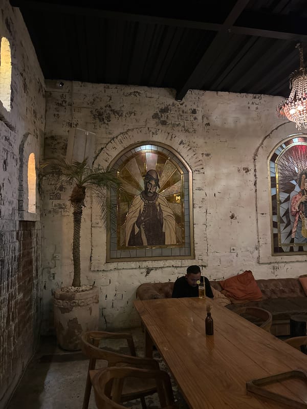 Artistic restaurant venue documented by witnesses showcasing unique decor