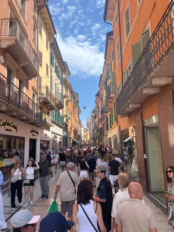 Sunny morning around Piazza Bra and the Arena di Verona