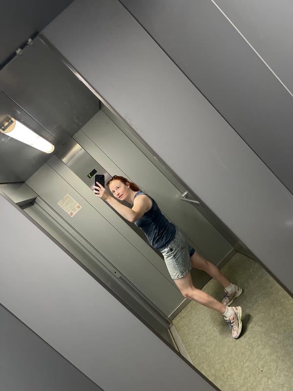 Selfie session across elevators and outdoors in Chaikovsky