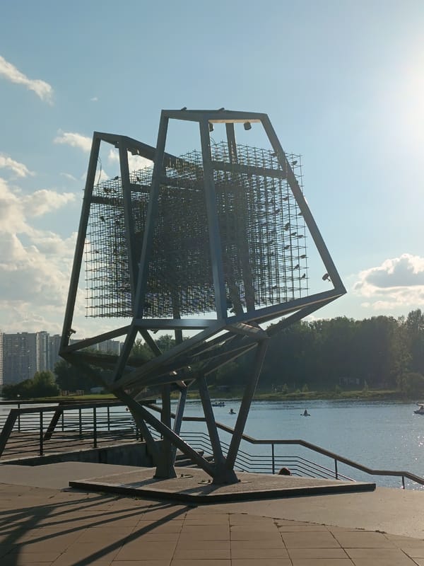 Krasnoyarsk's Yenisei embankment on a busy summer afternoon
