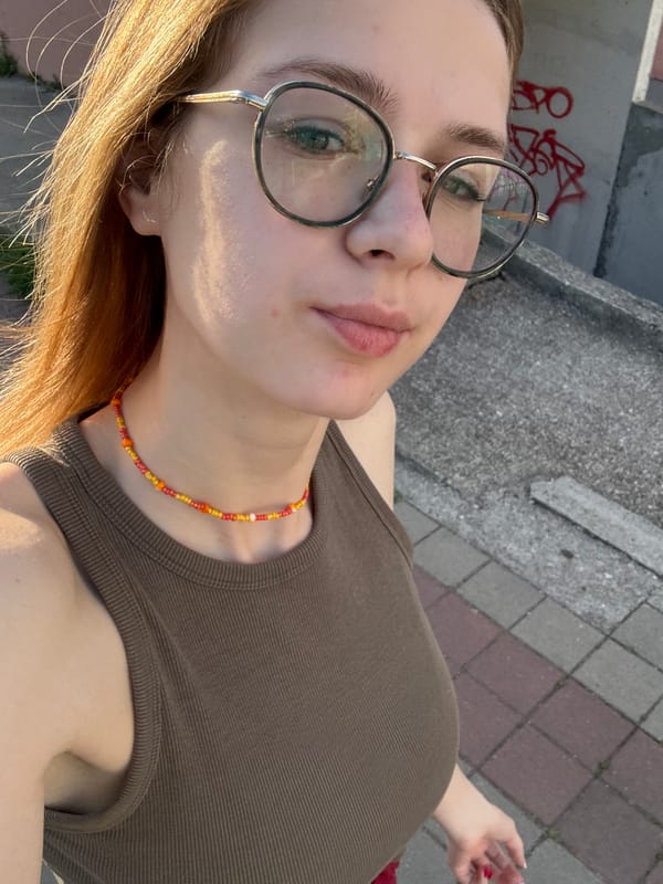 Woman takes selfies around Kragujevac, Serbia