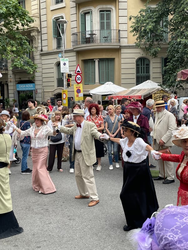 Period-costumed performers stage historical street festival in Barcelona