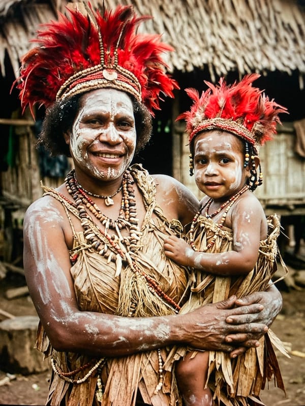 Traditional Papua New Guinean attire photographed in Nigeria