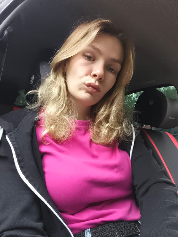 Woman in pink shirt observed in vehicle in Izhevsk
