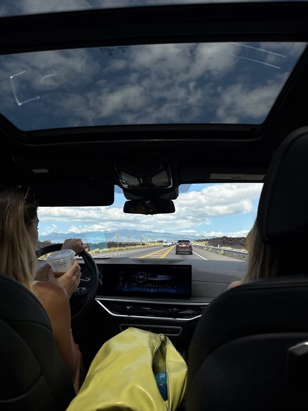 Passenger captures sky view through sunroof at Hawaii resort