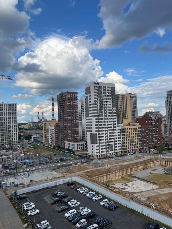 Active high-rise construction site in Korolyov, Russia