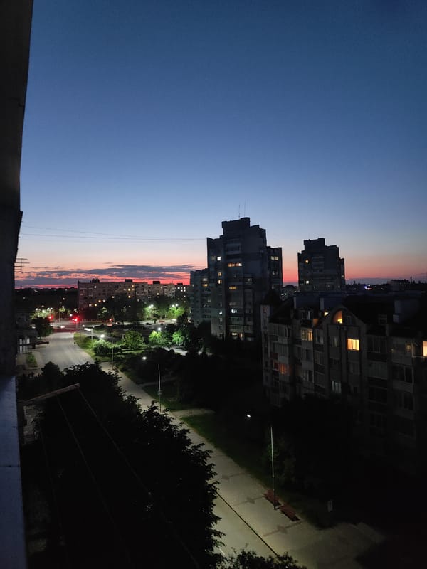 Evening domestic life documented in Chornomorsk, Ukraine