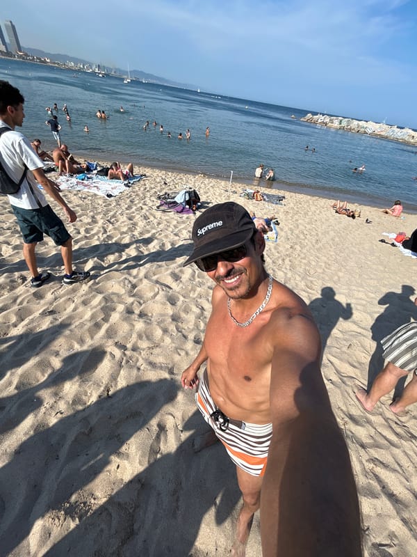 Afternoon at a Barcelona beach, sun out and people active