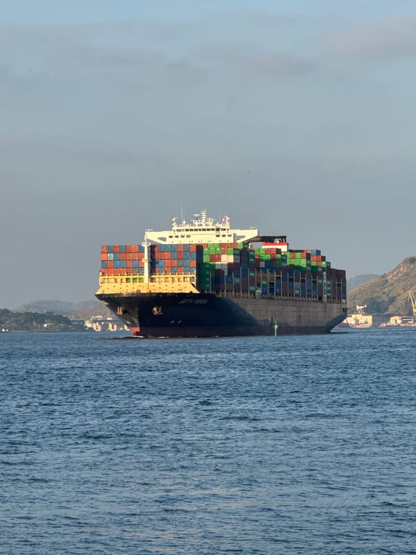 Rio's harbor blends industrial shipping with modern waterfront architecture