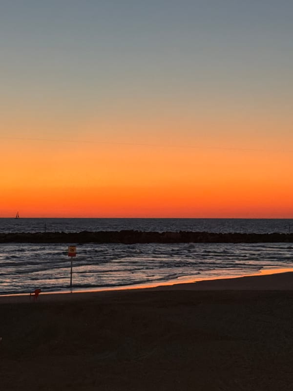 Sunset captured along Tel Aviv Mediterranean coast Tuesday evening
