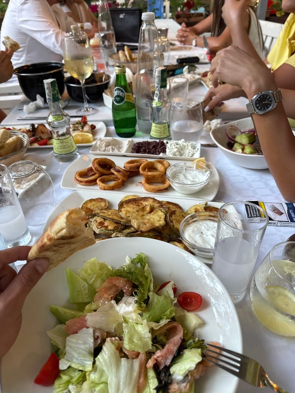 Afternoon dining and strolling captured in coastal Sozopol, Bulgaria