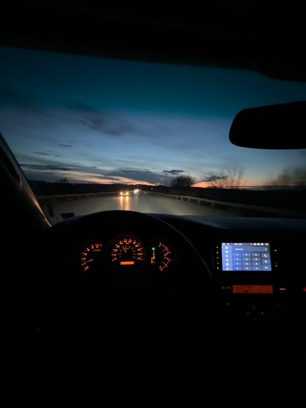 Driver captures nighttime road view in Sofia