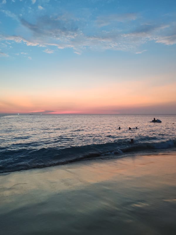 Sunset observed at Karon Beach, Thailand with colorful sky