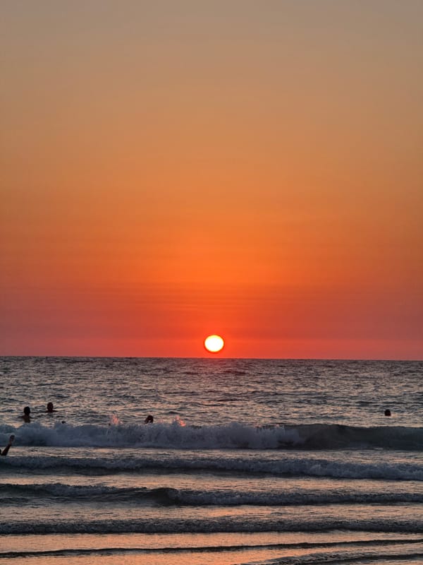 Tel Aviv beach at golden hour, Mediterranean sunset