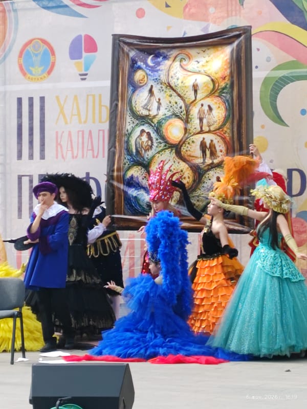 Colorful costumed performers take the stage at Astana outdoor festival