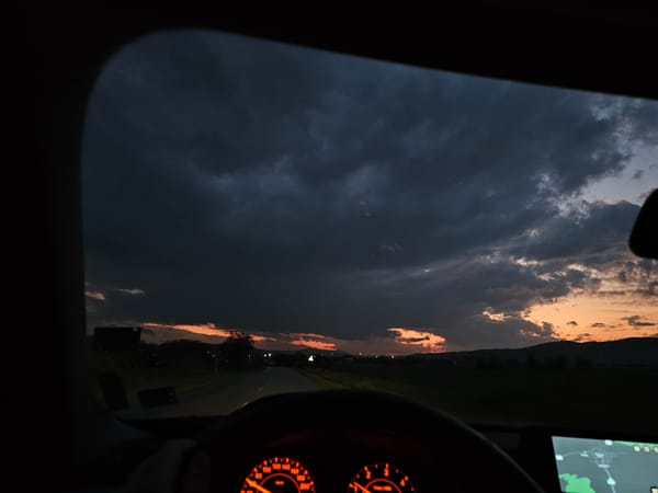 Driver travels road outside Krasnovo, Bulgaria