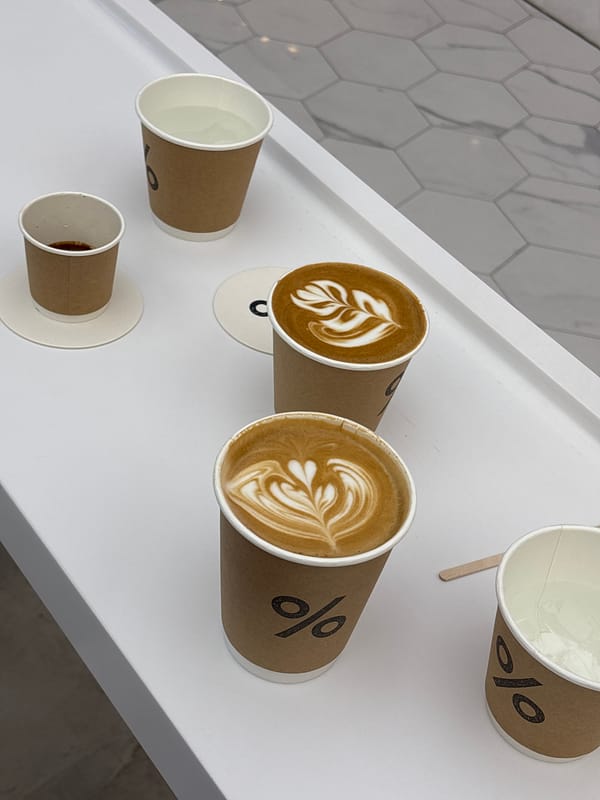 Coffee service with latte art observed in Wichit, Thailand