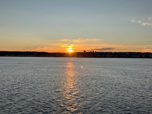 Golden sunset fades over the Öresund strait near Helsingborg