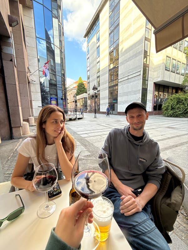 Friends gather for drinks at Belgrade outdoor cafe
