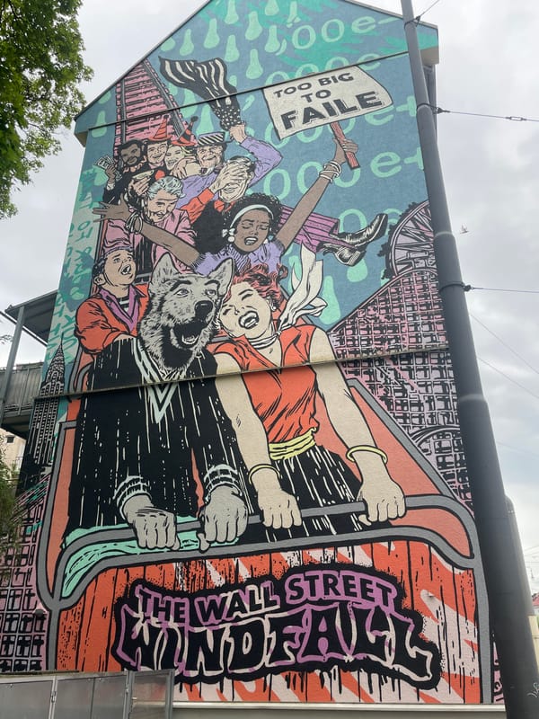 Mural depicting diverse crowd with protest sign spotted in Munich