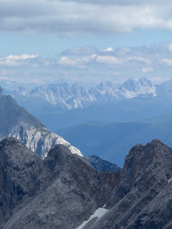 Rocky alpine terrain near Garmisch-Partenkirchen on a summer afternoon