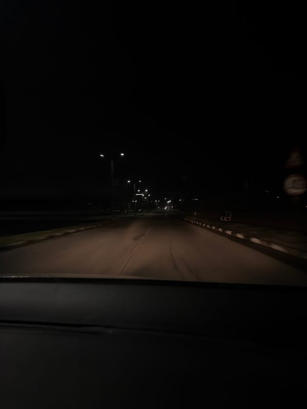 Night drive through wet streets in Galabovo, Bulgaria