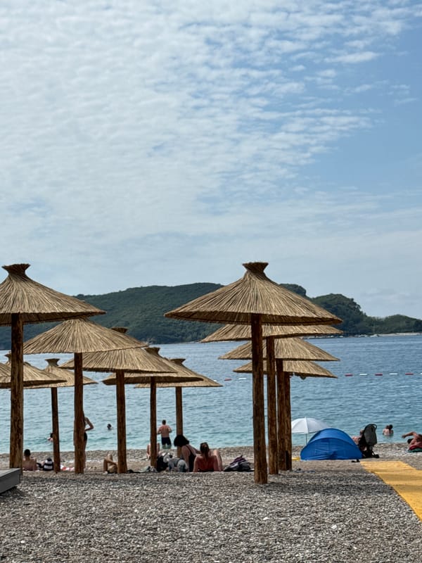 Summer morning scenes captured at Budva beaches, Montenegro