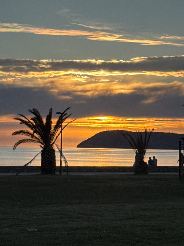 Sunset documented along Montenegro's Adriatic coast in Bar