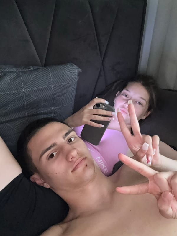 Couple takes indoor selfies in Panagyurishte, Bulgaria