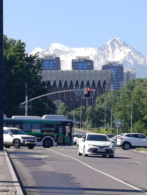 Morning street scenes captured across central Almaty, Kazakhstan