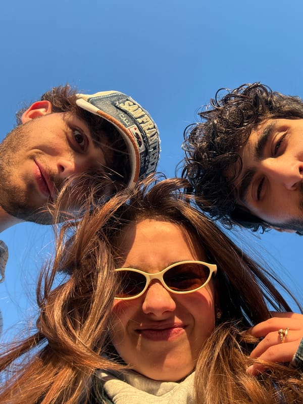 Three friends take selfie in Hrazdan, Armenia