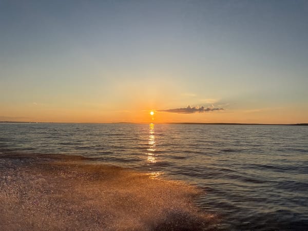 Sunset cruise across Lake Onega near Petrozavodsk