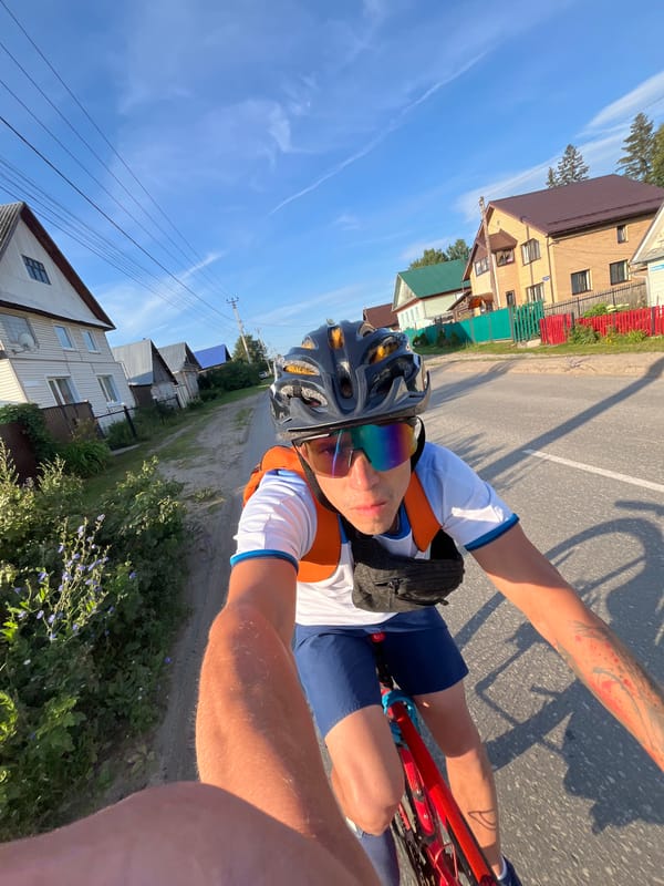 Road cycling through Chaikovsky on a quiet paved route
