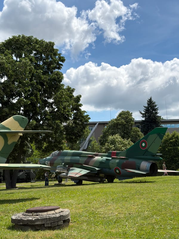 Military museum visit documented in Sofia, Bulgaria