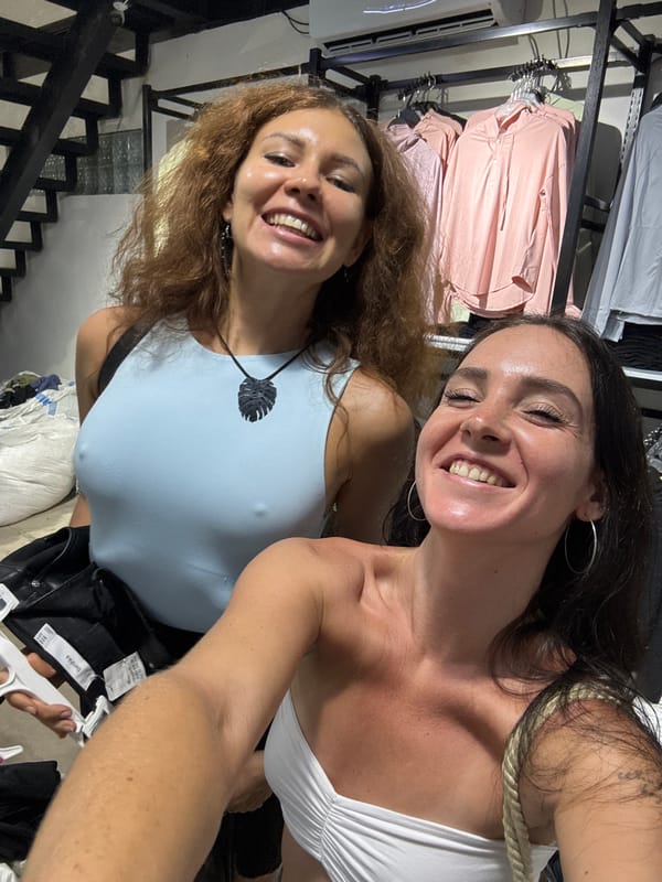Mirror selfies in a North Kuta clothing store