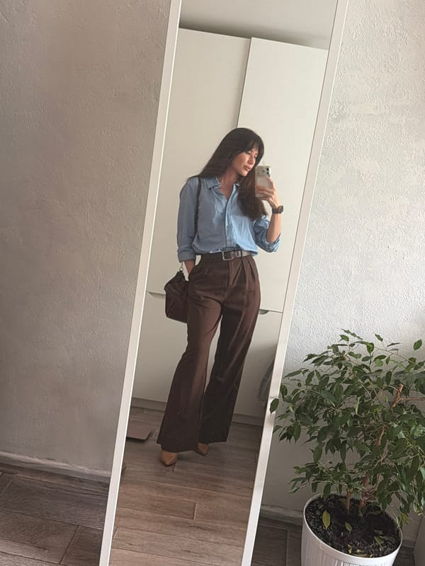 Woman takes selfies in various Perm locations during morning