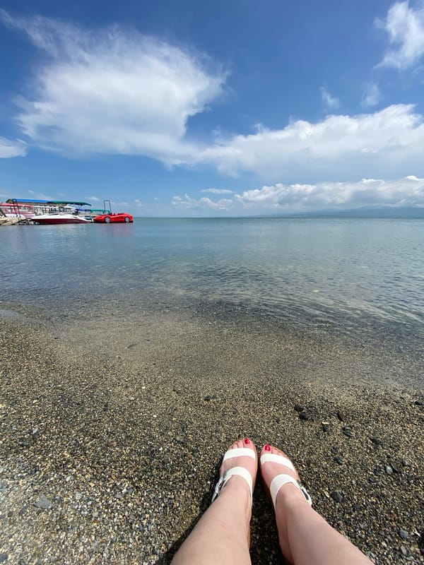 A laid-back morning at Lake Sevan's pebble shore