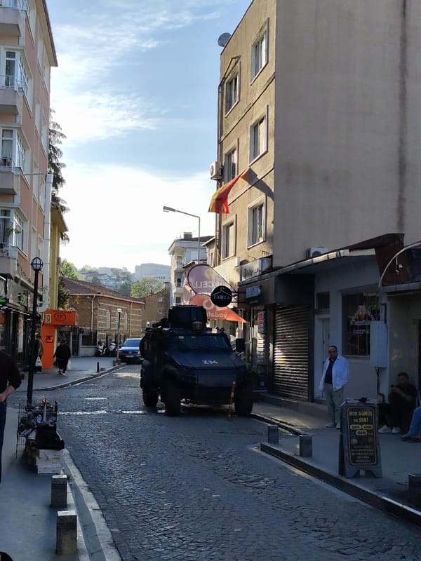 Armored vehicle Z34 observed on cobblestone street in Sarıyer, Turkey