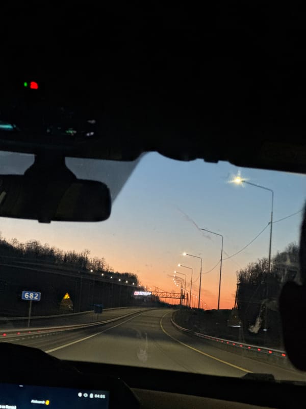 Late-night highway travel captured near Route 682
