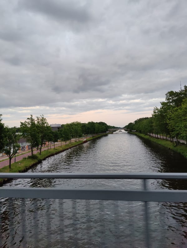 Canal view captured from bridge in Oosterhout, Netherlands