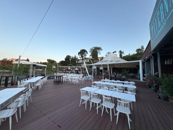 Seaside taverna deck in Tsarevo at dusk