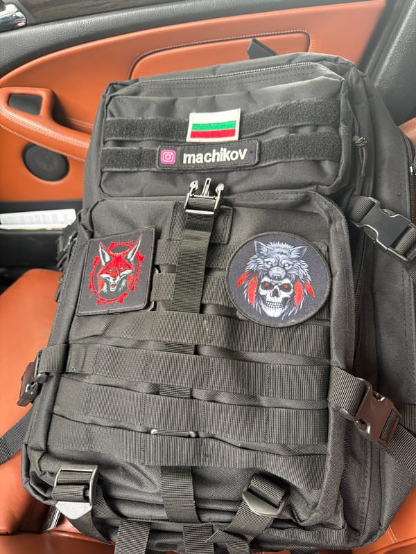 Vehicle interior with tactical gear documented in Sofia