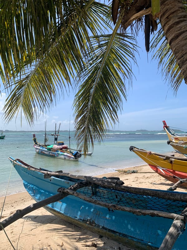 Fishing boats and beach life along Sri Lanka's south coast