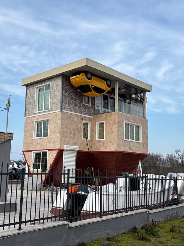 Tourist documents quirky architecture and art installations in Sozopol