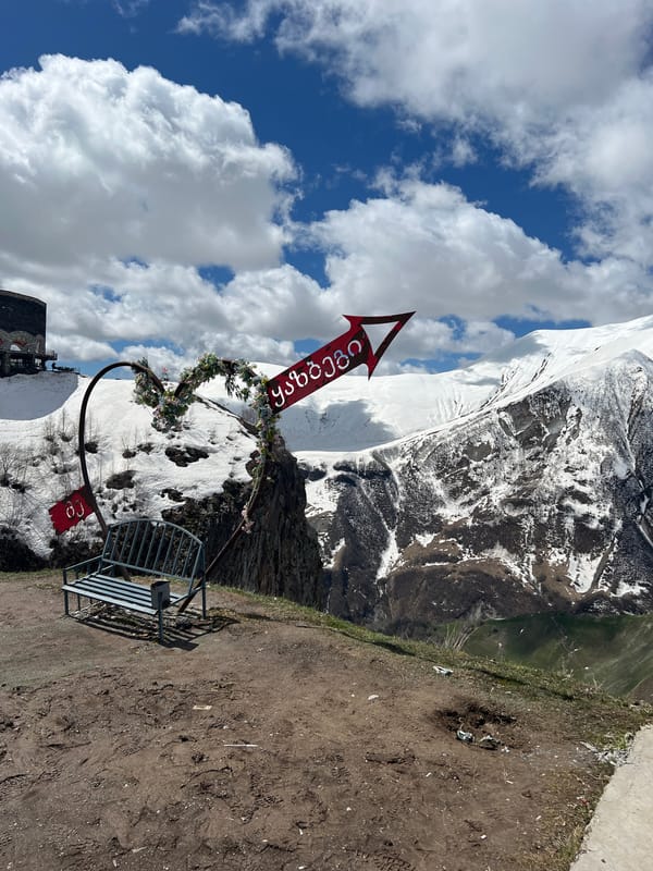 Morning documentation of Gudauri ski resort landmarks and mountain views