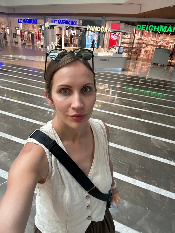 Inside a Fethiye shopping mall on a busy summer morning