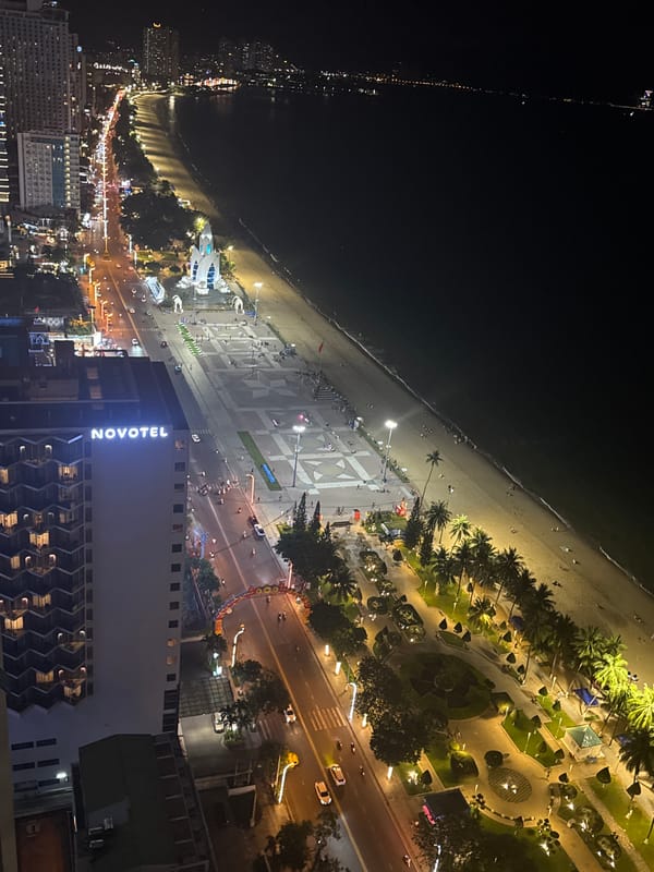 Witness documents coastal city nightlife near Novotel hotel