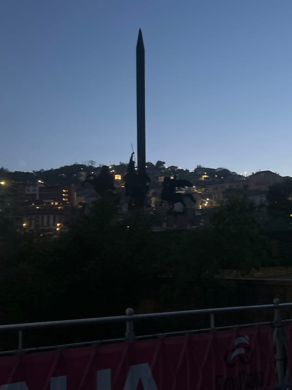 Baldwin monument captured at dusk in Veliko Tarnovo